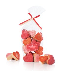 Floralies: 3 heart-shaped soft biscuits with rose, hibiscus and poppy fragrances.